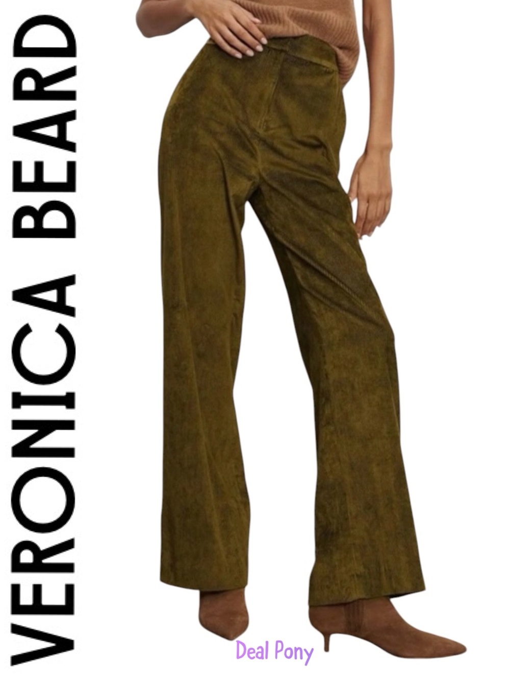 VERONICA BEARD Grigore New Corduroy Green Pants • Wide-Leg High Rise Moss $528